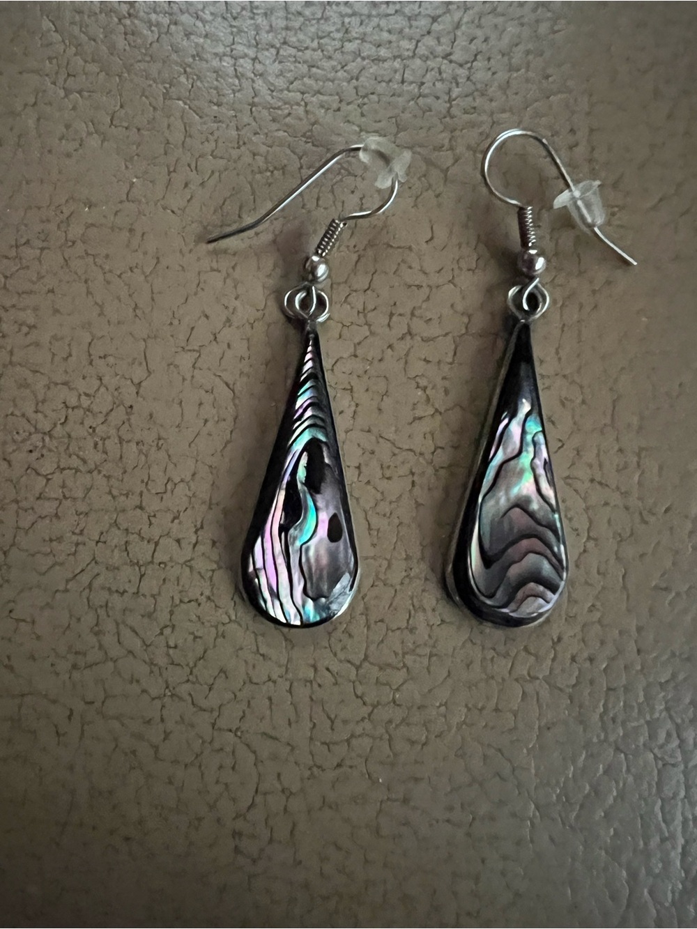 Iridescent Abalone Teardrop Dangle Earrings - Multi Color